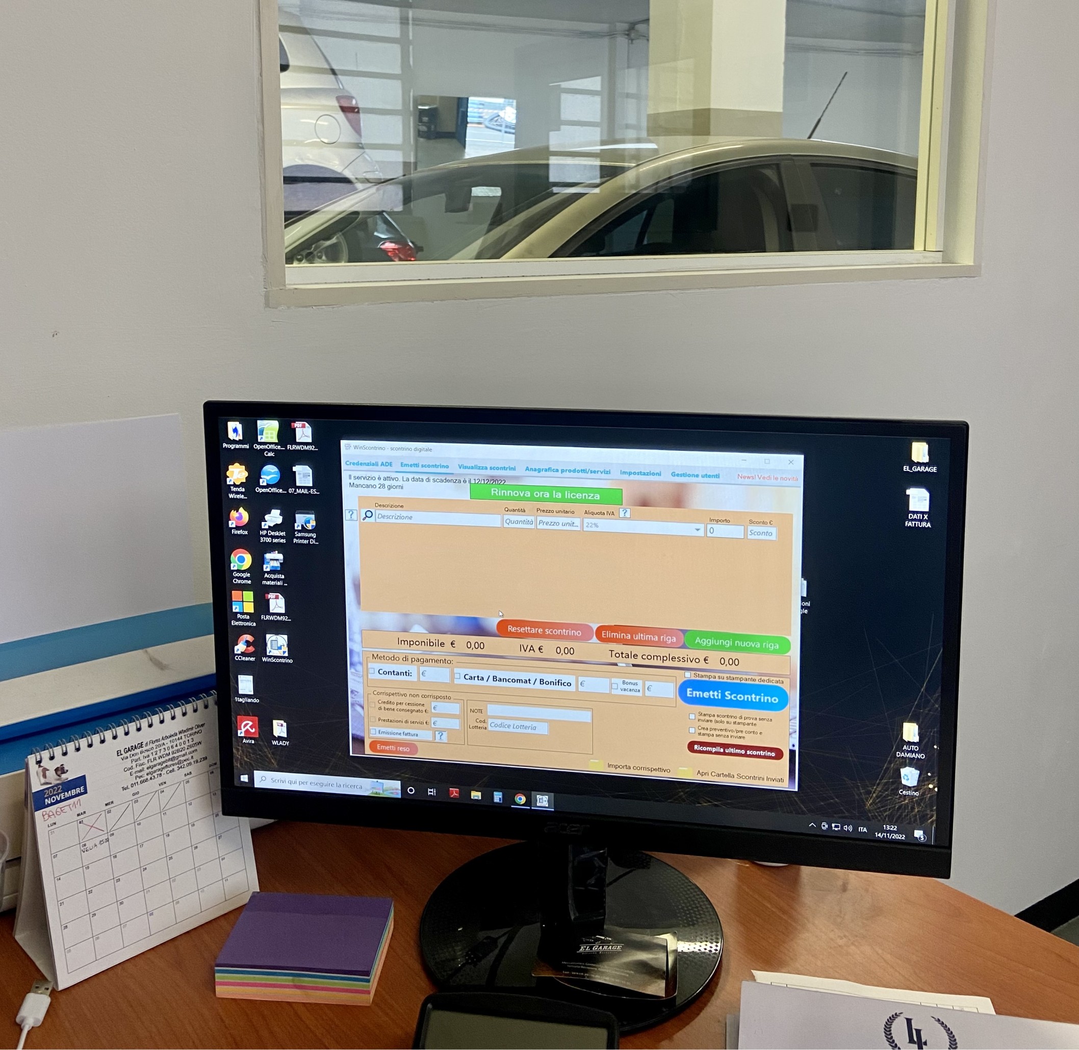 Registratore di cassa virtuale per officina meccanica