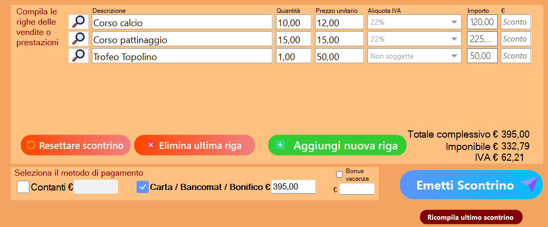 Registratore di cassa per associazioni (ASD)