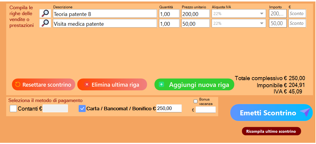 Registratore di cassa per autoscuole, i servizi che vendono e propongono ai propri clienti