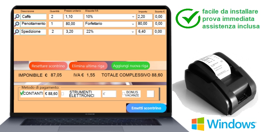 Registratore di cassa virtuale installato su un computer